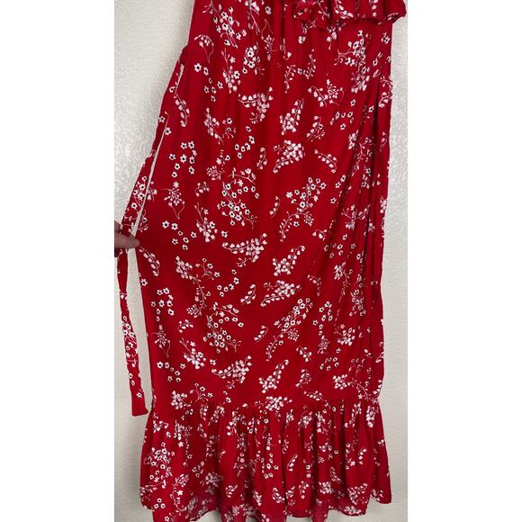Free People Rue Stiic Westcott One Shoulder Midi Dress Floral Poppy Red Medium - Picture 5 of 12